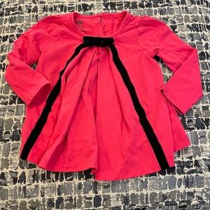 18M Pink Top with Black Velvet Bow